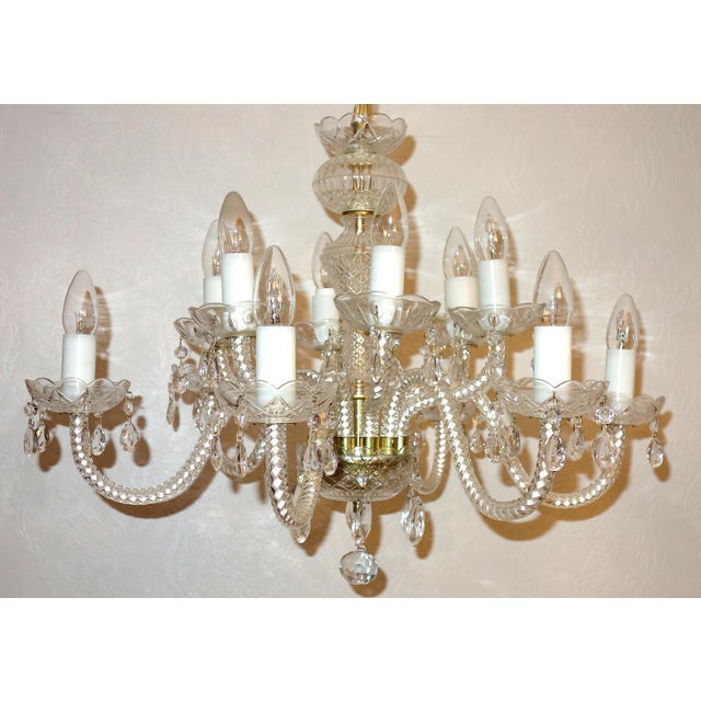 Bohemian Glass Crystal 12-Light Chandelier from Royal Dux, 1970s For Sale - Image 8 of 11