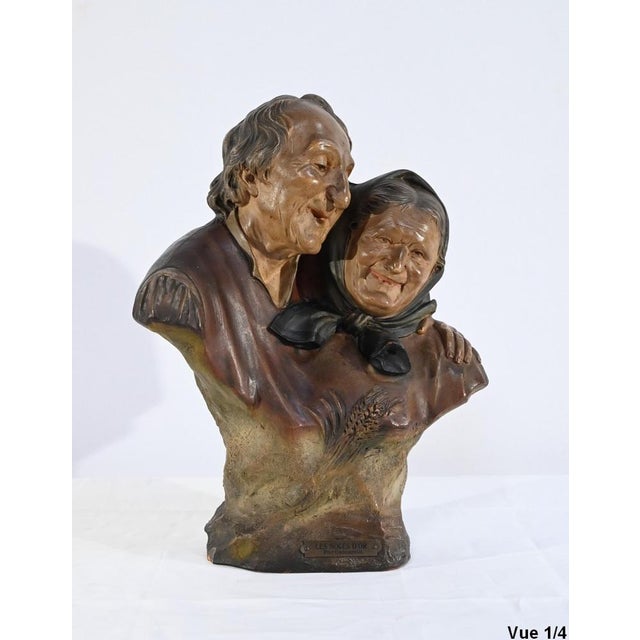 E.Ceccarelli, Les Noces d’Or, Late 1800s, Terracotta Sculpture For Sale - Image 4 of 18