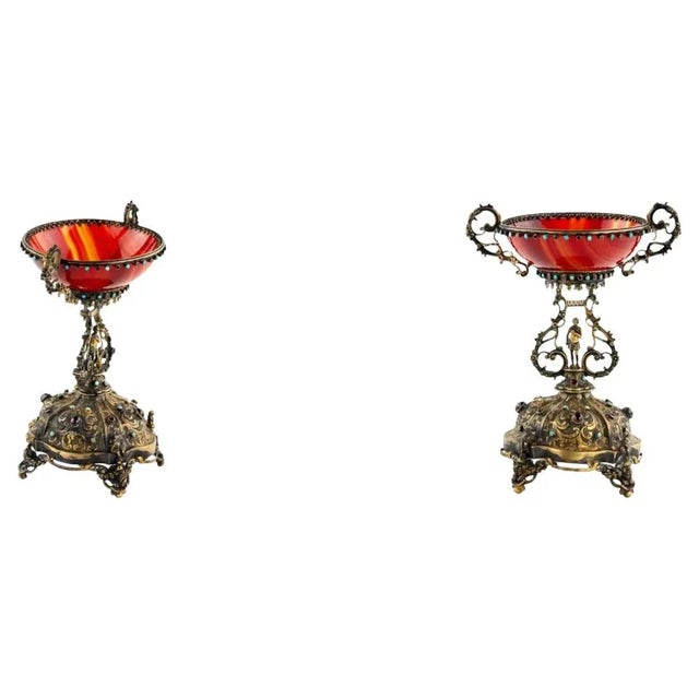 Italian Bowl in Agate and Gilded Silver with Stones, 19th Century For Sale - Image 5 of 5