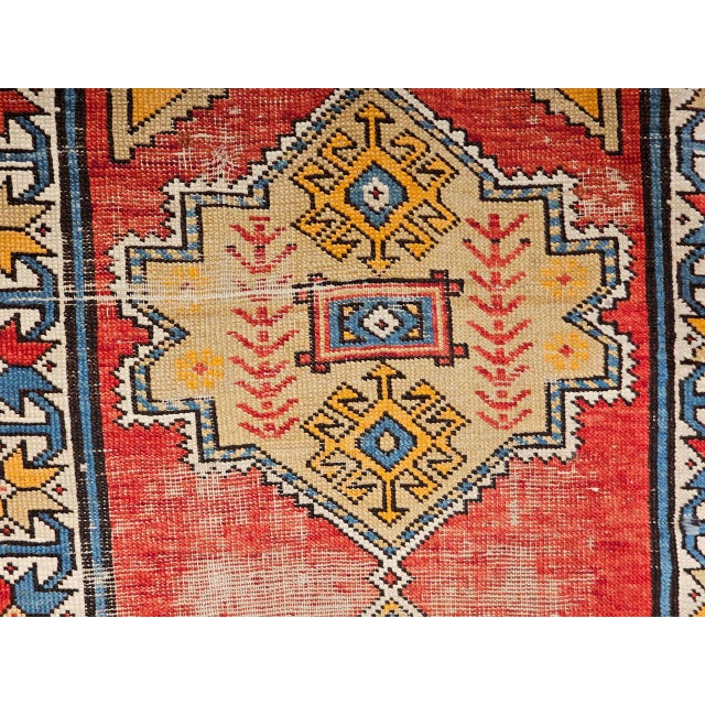 Vintage Handwoven Caucasian Kazak Rug, Geometric Pattern, Red & Ivory, 4' x 7' For Sale - Image 14 of 18