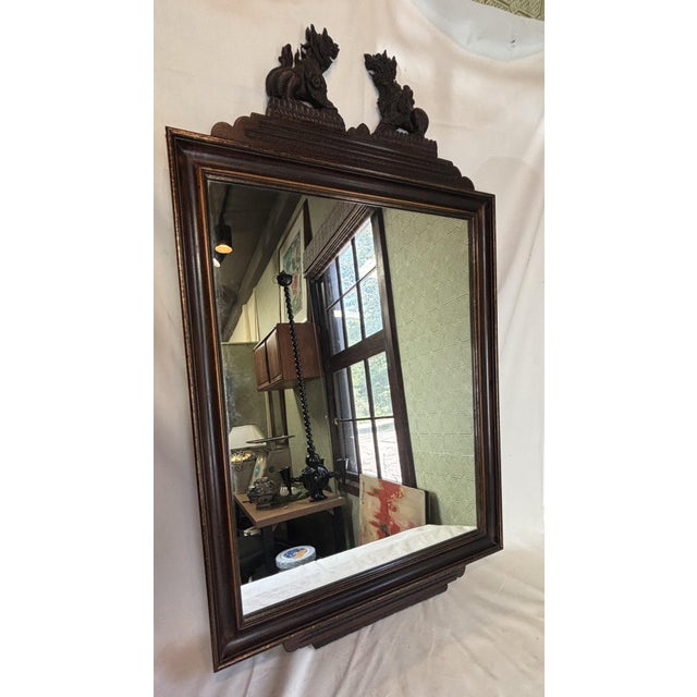 Traditional Pair of Custom Mirrors Featuring Antique Carved Tops For Sale - Image 3 of 11