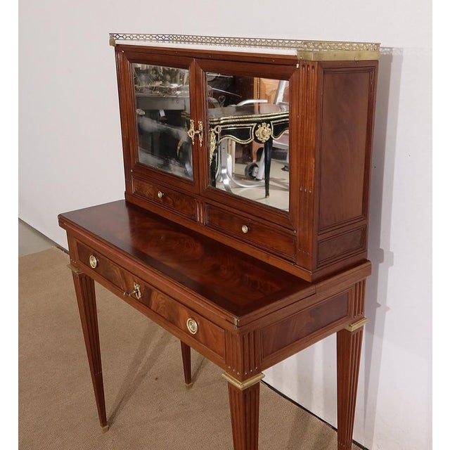 Small Mid-19th Century Louis XVI style Mahogany Bonheur-du-Jour Desk For Sale - Image 10 of 18
