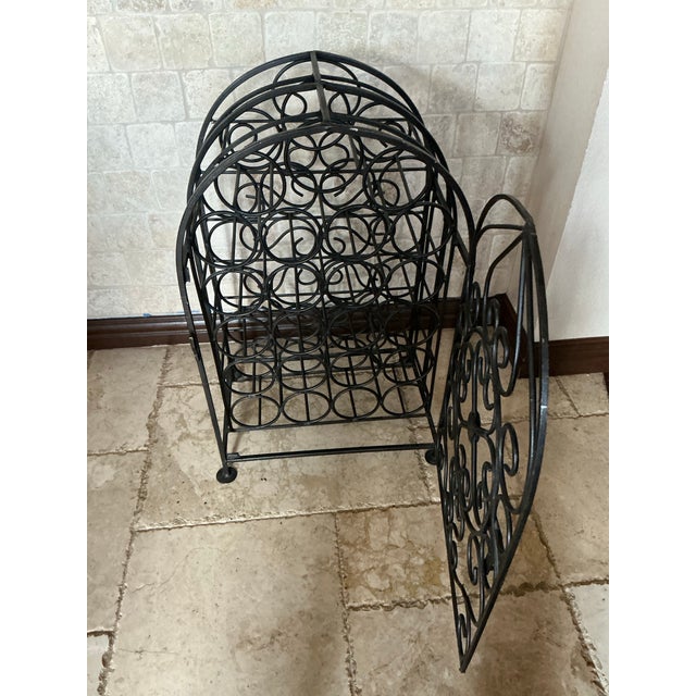 Vintage Wrought Iron Scrollwork Wine Rack For Sale - Image 4 of 12