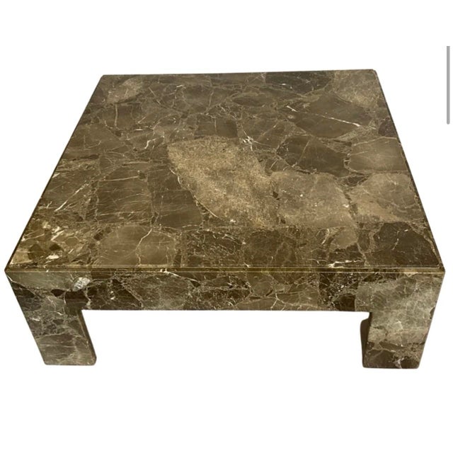 1970s Vintage Grayscale Marble Coffee Table For Sale - Image 11 of 12