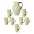 Rare Attributed to Carder Steuben Ivory & Mirror Black Iced Tea Set, c.1930s – Pitcher & 7 Tumblers For Sale