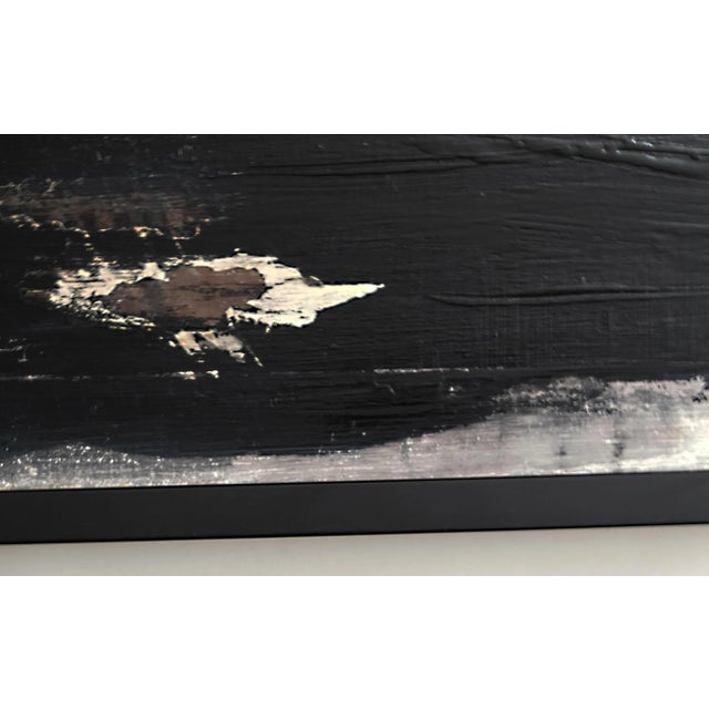 "Deep Pool" Contemporary Minimalist Monochromatic Mixed-Media Painting, Framed For Sale - Image 4 of 6