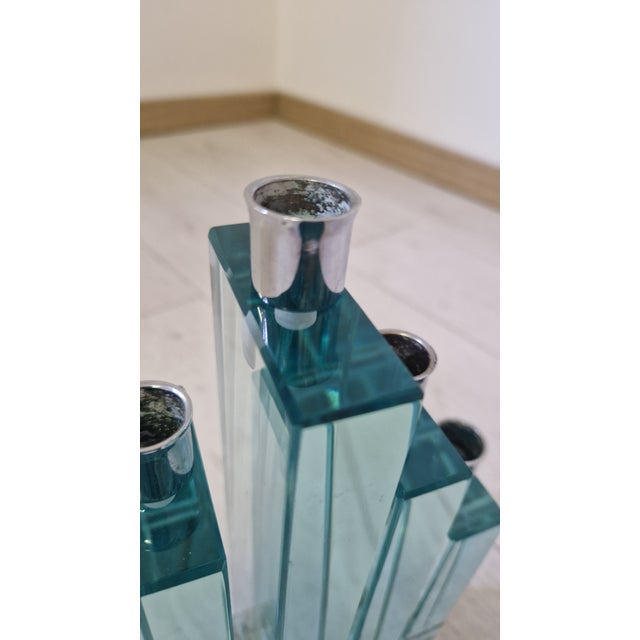 Candlestick in Glass and Chromed Brass with Gallotti and Root from Gallotti & Radice, 1960s For Sale - Image 10 of 12