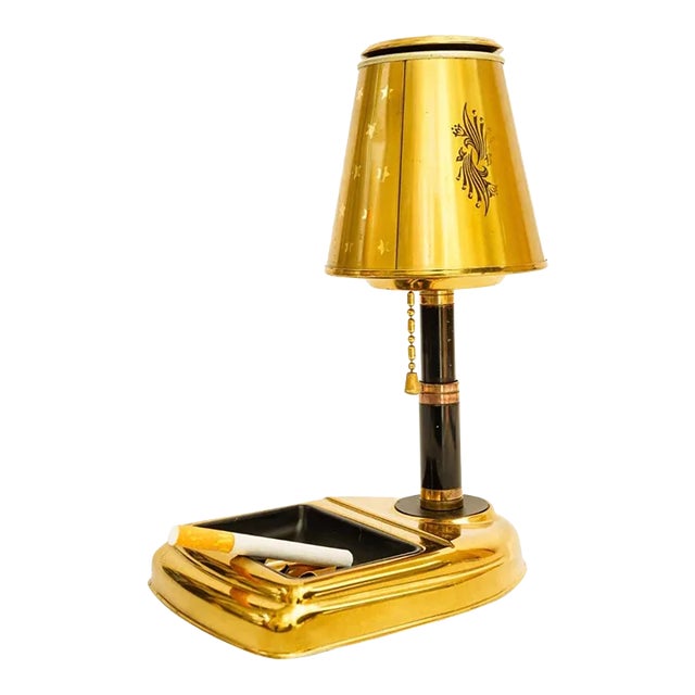 Vintage Golden Age Cigarette Holder Dispenser Lamp Metal For Sale