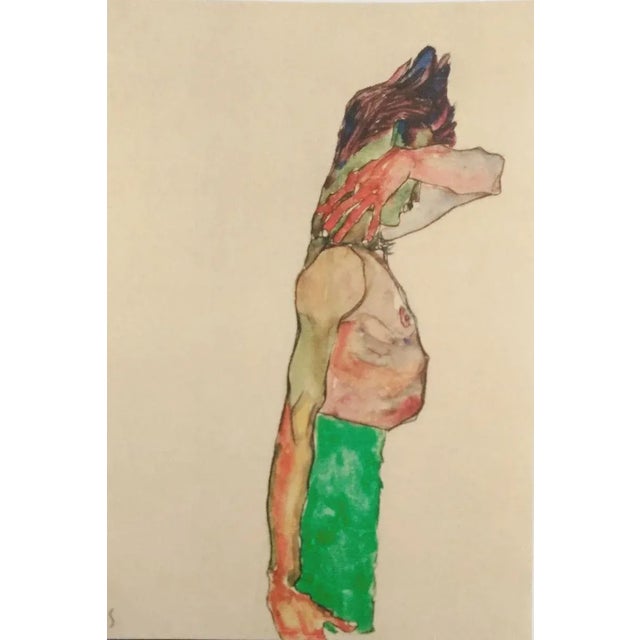 Mädchen mit grünem Rock - Original Lithograph After E. Schiele 1990 For Sale - Image 3 of 3
