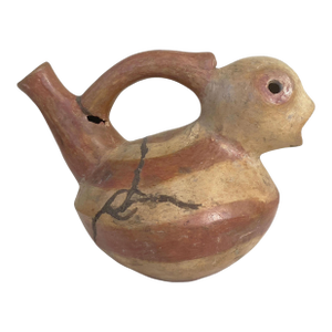 Old Pre-Columbian Style Inca Culture Clay Vessel Bird With Stirrup Spout Jar 6.5" H
