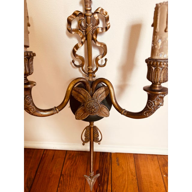 1950s French Empire Style Two-Arm Wall Sconce, Pair For Sale - Image 4 of 6