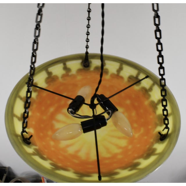 French Art Deco Pendant Light by Le Verre Francais Schneider - 1925 Cameo Chandelier France For Sale - Image 10 of 13