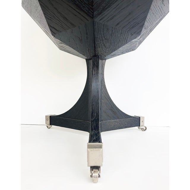 Restoration Hardware Sculptural Polyhedron Rolling Bar Cart With Hinged Doors For Sale - Image 15 of 17