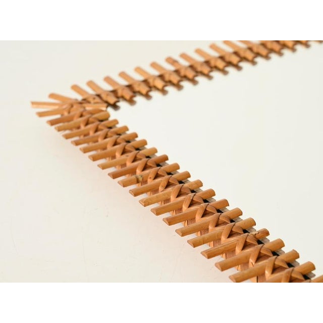 Gold Italian Rectangular Mirrors in Rattan and Wicker from Vivai del Sud, Italy, 1970s, Set of 2 For Sale - Image 8 of 15