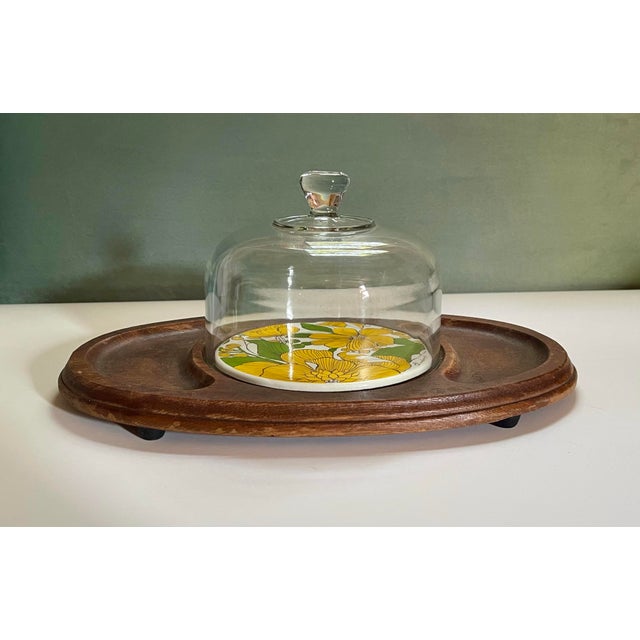 Mid 20th Century Mid 20th Century Yellow Flower Snack Board For Sale - Image 5 of 9