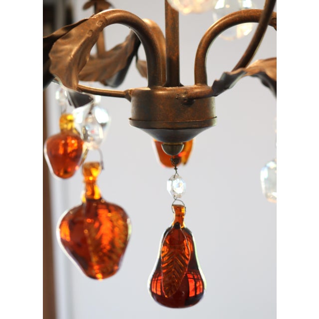 Pendant Chandelier in Wrought Iron and Murano Glass, 1990s For Sale - Image 3 of 9