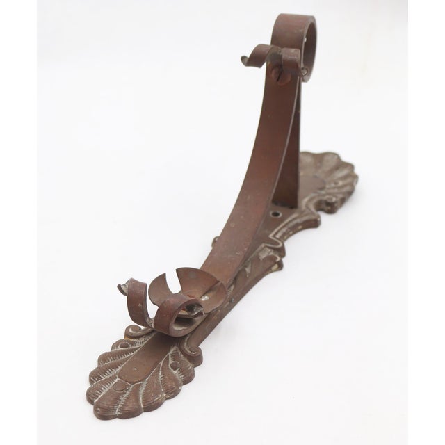 Vintage Brass Curtain Rod Wall Bracket For Sale - Image 6 of 7