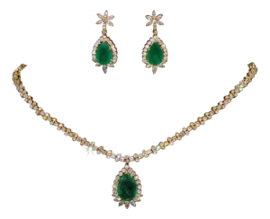GIA Certified Natural 21.76CTS VS F Diamond Emerald 18K Solid Gold Necklace Earrings Set, set of 3