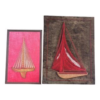Mid-Century Sail Boat String Wall Art, Set of 2 For Sale