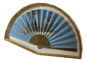 Antique Fan with Animal Landscape and Full Moon