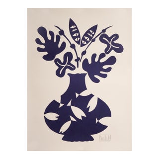 2008 Italian Art Poster, Vase III Blue - Marco Del Re For Sale