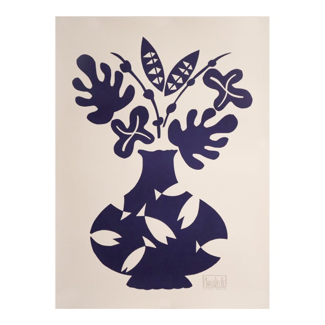 2008 Italian Art Poster, Vase III Blue - Marco Del Re For Sale