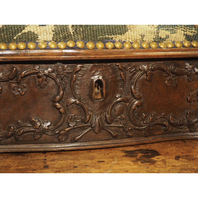 Wood 18th Century French Walnut Louis XVI Table Box With Aubusson Tapestry, C. 1785 For Sale - Image 7 of 18