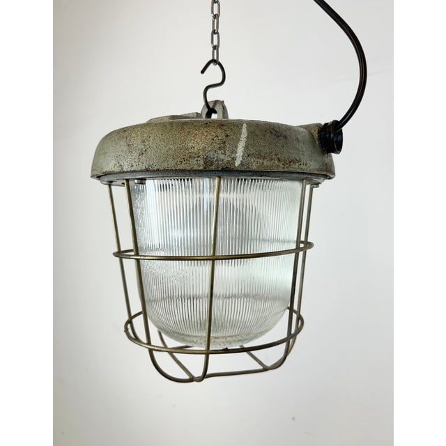 Industrial Cast Iron Cage Pendant Light, 1960s For Sale - Image 6 of 14
