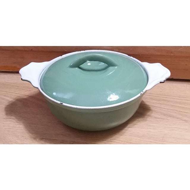 Antique Belgium Cast Iron Green Enamel Covered Casserole Chairish