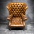 English Late 18th Century Chesterfield Wingback Leather Armchair For Sale - Image 3 of 6