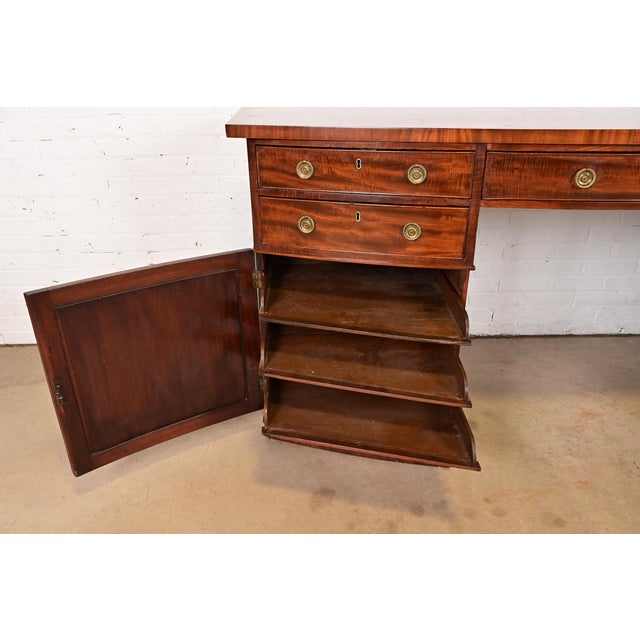 Brown Antique English Georgian Flame Mahogany Bow Front Sideboard, Circa 1820 For Sale - Image 8 of 12