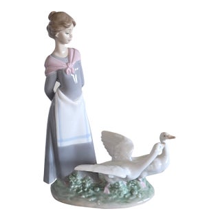 Lladro Lady With Birds Barnyard Scene Figurine For Sale