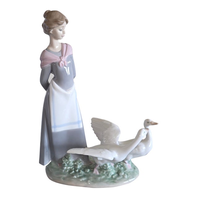 Lladro Lady With Birds Barnyard Scene Figurine For Sale