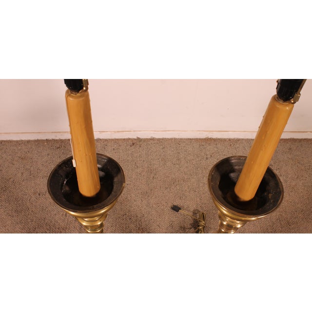 Italian Renaissance Style Bronze Candlestick Lamps, 1920s, Set of 2 For Sale - Image 9 of 10