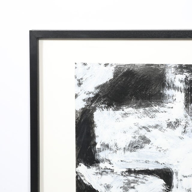 Black Mid-Century "Dakota Series" B&w Abstract Acrylic on Paper by Harry Bertschmann For Sale - Image 8 of 9
