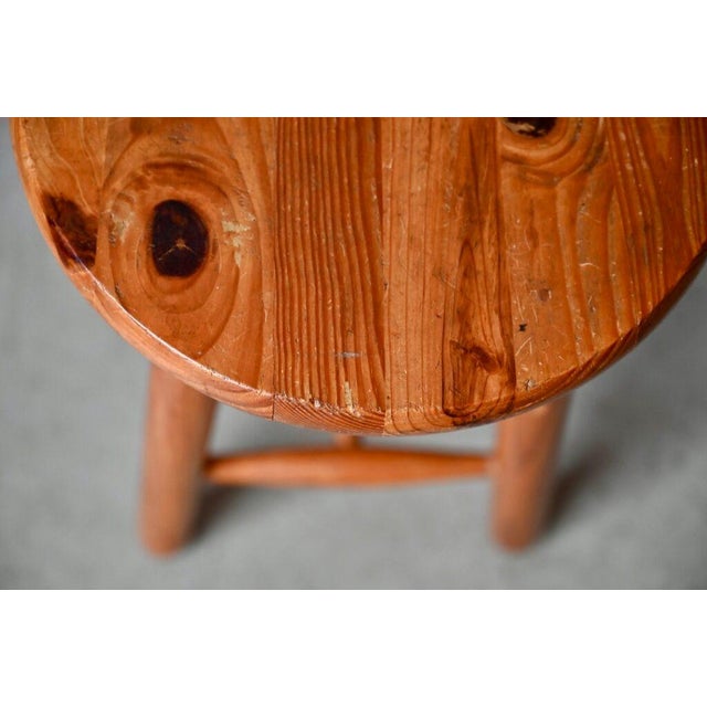 Beige Rustic Farmhouse Stool in Wood For Sale - Image 8 of 10