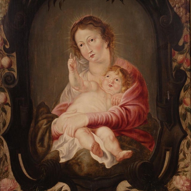 Flemish Artist, Madonna and Child, 1670, Oil on Panel For Sale - Image 14 of 17
