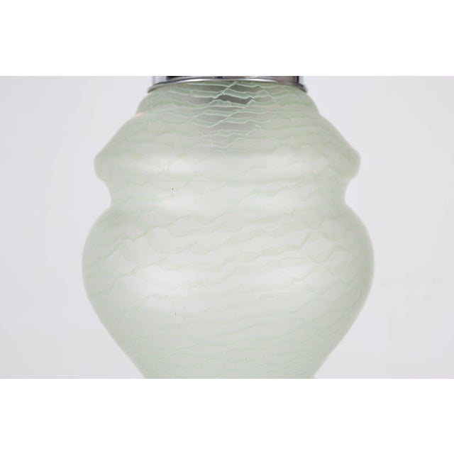 1940s Art Deco French Pendant Lamp with Green Glass Shade, 1940 For Sale - Image 5 of 10
