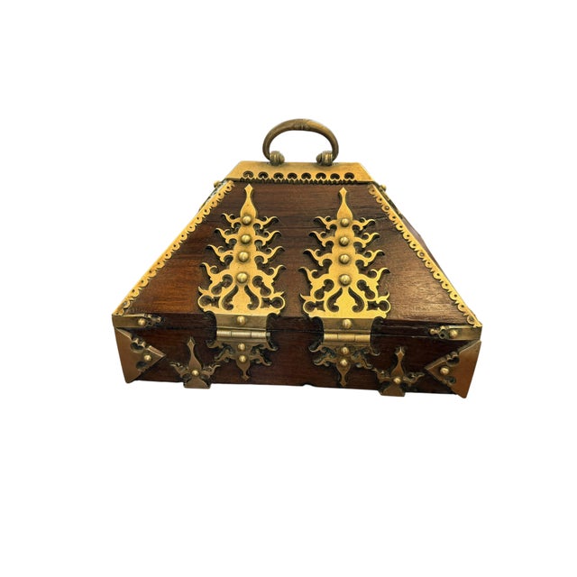 18th Century Brass Mounted and Lacquered “Marriage” Dowry Box. Exquisite Indian craftsmanship made of teak with decorative...