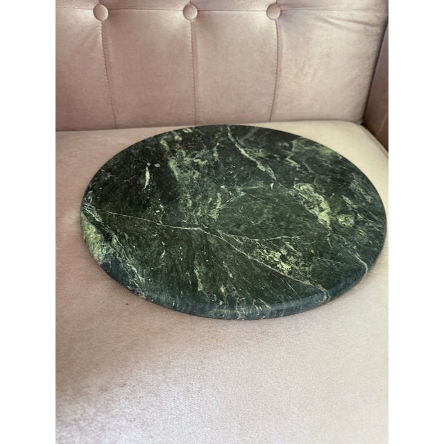 Vintage natural green marble serving tray with unique white veining. Heavy and durable. Ideal for kitchen, dining table,...