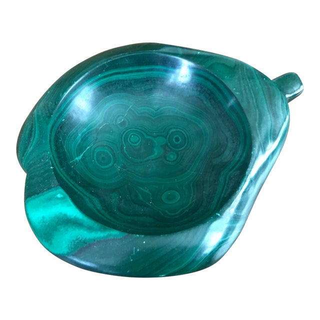 Vintage Abundance Pear Shaped Malachite Catchall For Sale