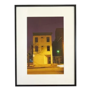 Late 20th Century Original Framed Cityscape Photography by Irving Stern (Maryland, Present Day) Titled 'Yellow House at Night'
