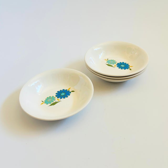 Mid-Century Modern Mid Century American Ironstone Blue Flower Small Bowls - Set of 4 For Sale - Image 3 of 8