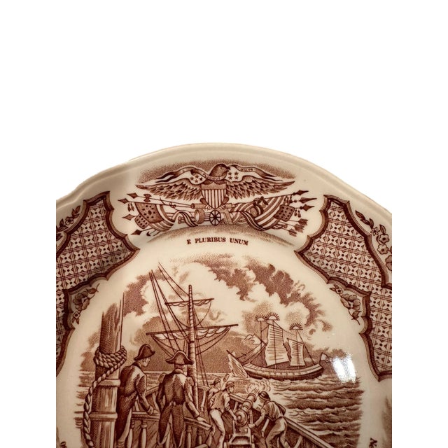 Meakin & Co. Vintage Alfred Meakin Staffordshire Fair Winds The Friendship of Salem Brown Salad Plates- Set of 10 For Sale - Image 4 of 9