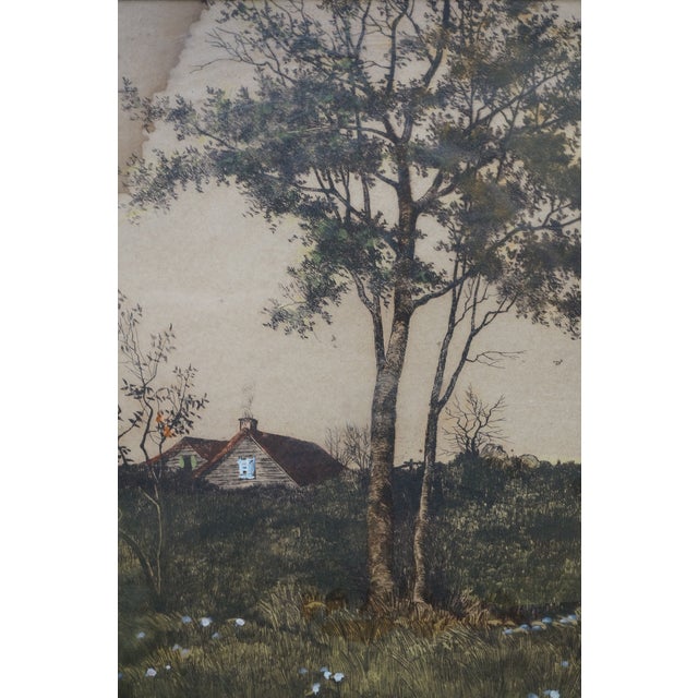 Antique George William Bohde on the Bluff Colored Landscape Etching 28" For Sale - Image 4 of 10