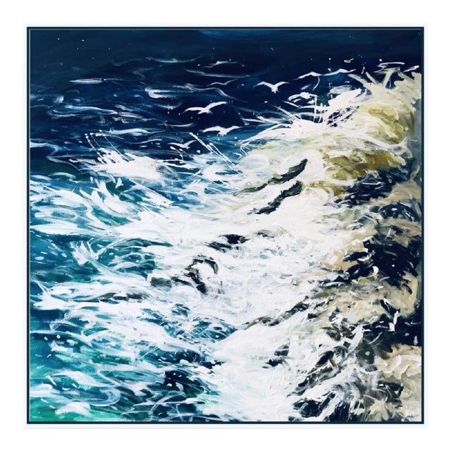 "Rocky Coast" Contemporary Seascape Acrylic Painting For Sale