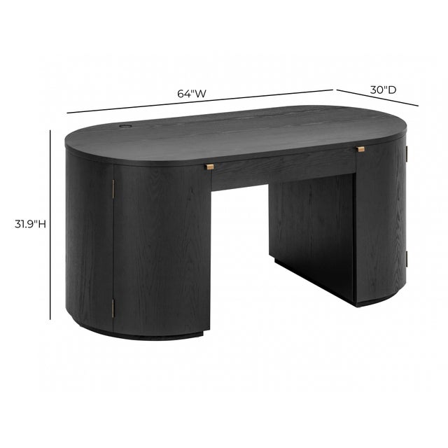 Marlow Black Wood Executive Desk For Sale - Image 10 of 11