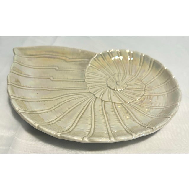 Fitz and Floyd Mid Century Modern Fitz and Floyd Iridescent Seashell Plates- A 4 Piece Set For Sale - Image 4 of 6