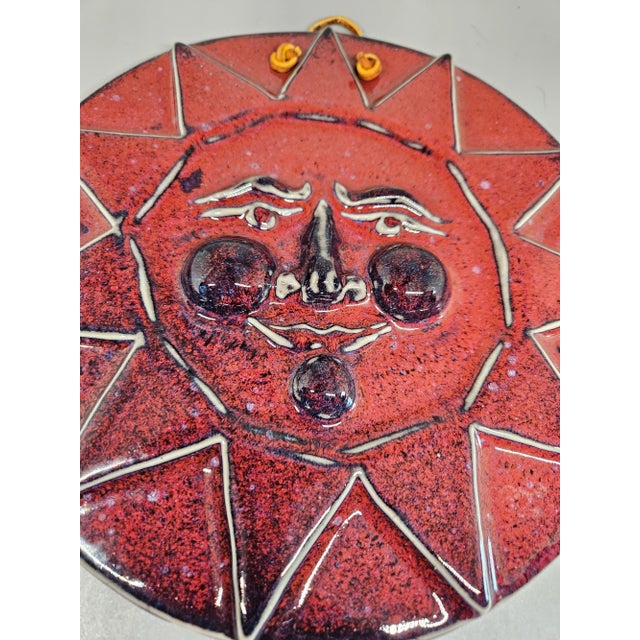 Vintage Ceramic Sun Plaque, Signed