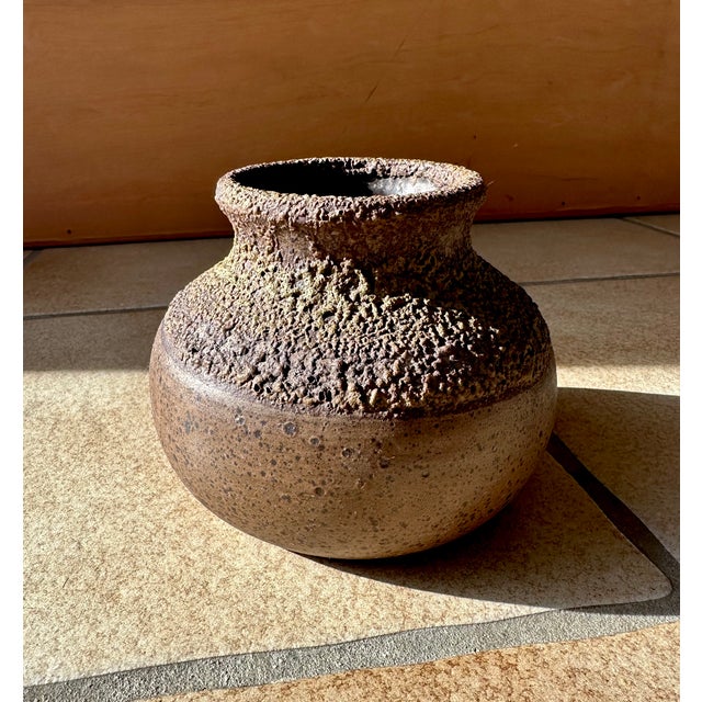 Brutalist Studio Ceramic Art Vase with Textured Rough Glaze, Germany, 1960s For Sale - Image 12 of 12